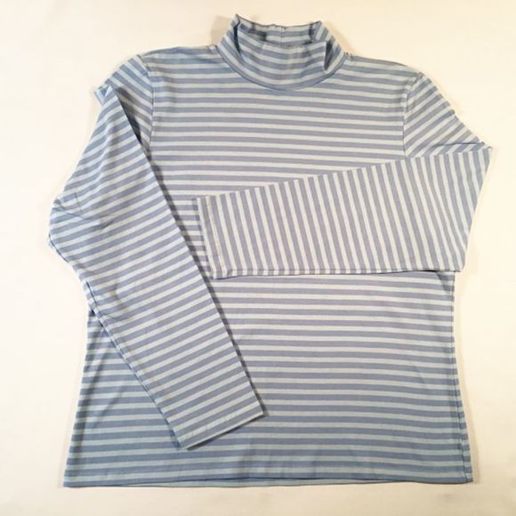 Josephine Chaus XL Blue Stripe Mock Tee NWT - Picture 1 of 3